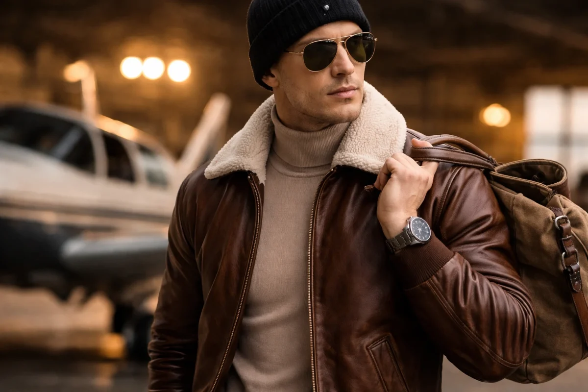 Comment s habiller avec un blouson aviateur homme avec lunettes aviateur et style élégant